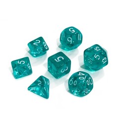 Lot de 7 Dés - Miniatures - Turquoise Transparent