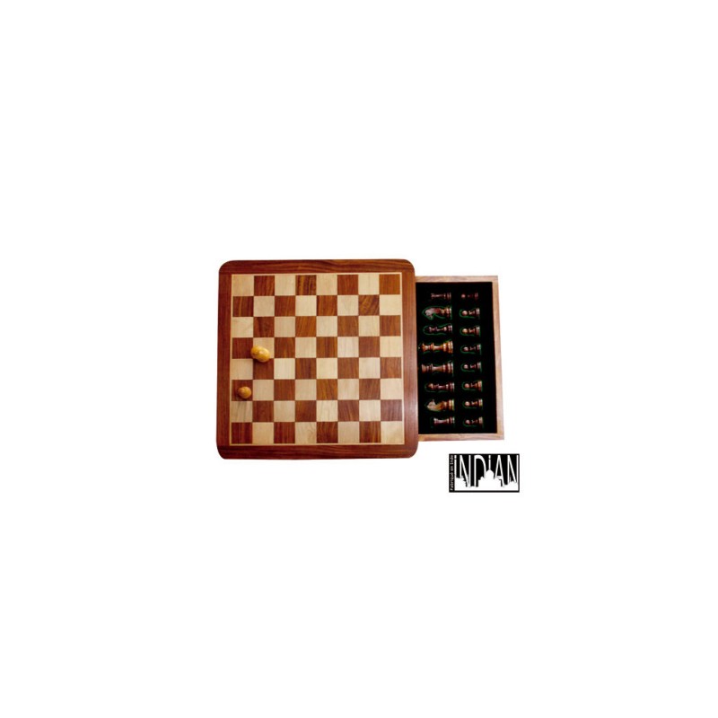 Echecs Magnétiques Tiroir 25X25cm buis/palissandre