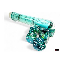 🎲 Dés – Chessex – Lab Dice : Lustrous Neptune/Grey...