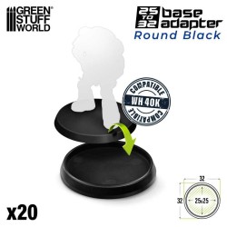 ⚫ Socles en plastique noir avec CREUX 32mm (x20)