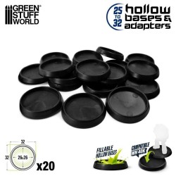 ⚫ Socles en plastique noir avec CREUX 32mm (x20)