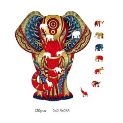 Rainbow Wooden Puzzle Elephant 120 Pcs
