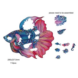 Rainbow Wooden Puzzle Poisson 112 Pcs