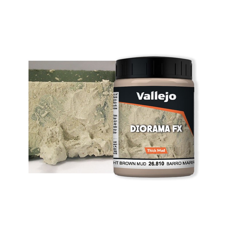 VALLEJO - DIORAMA FX -26.810 – Boue épaisse Brun clair – Light Brown Thick Mud